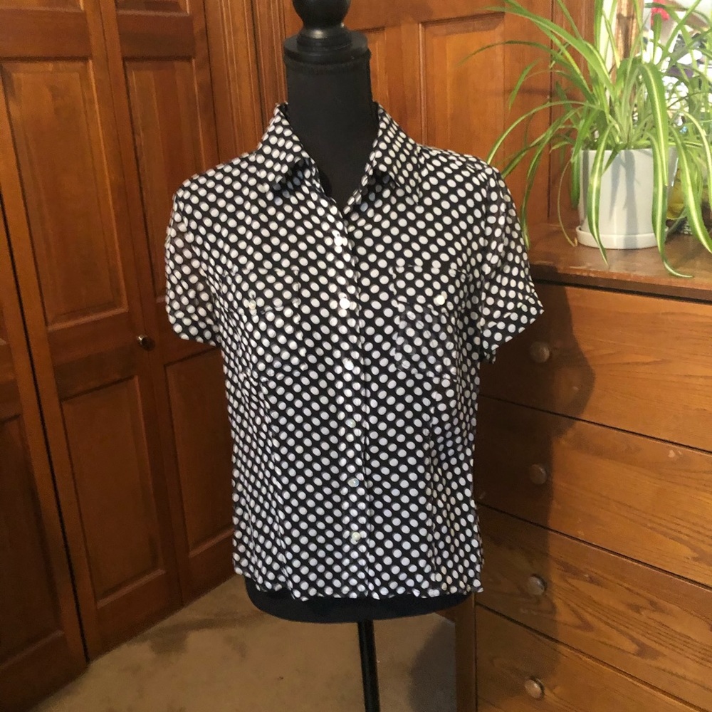 🌸Spenser Jeremy Polka Dot Silk Shirt Sz M